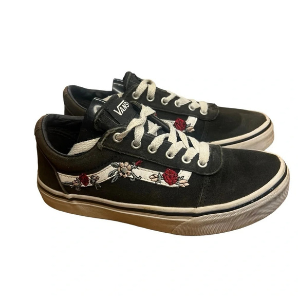 Vans Ward Low Top Floral Embroidery Youth Skate Shoes/Sneakers - Missy Size 2.0 - Picture 7 of 9
